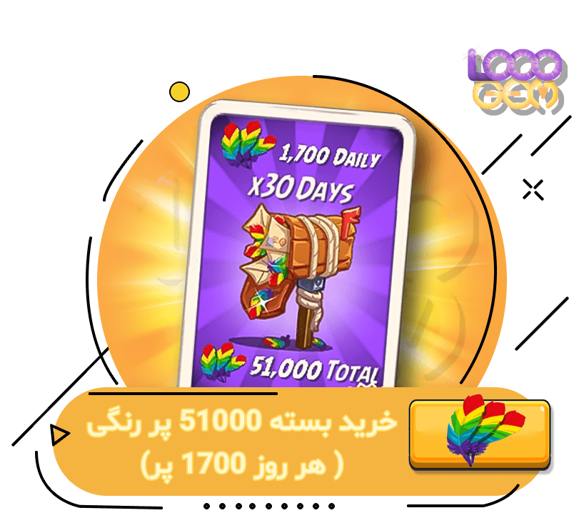 بسته 51000 پر رنگی انگری بردز (هر روز 1700 پر)